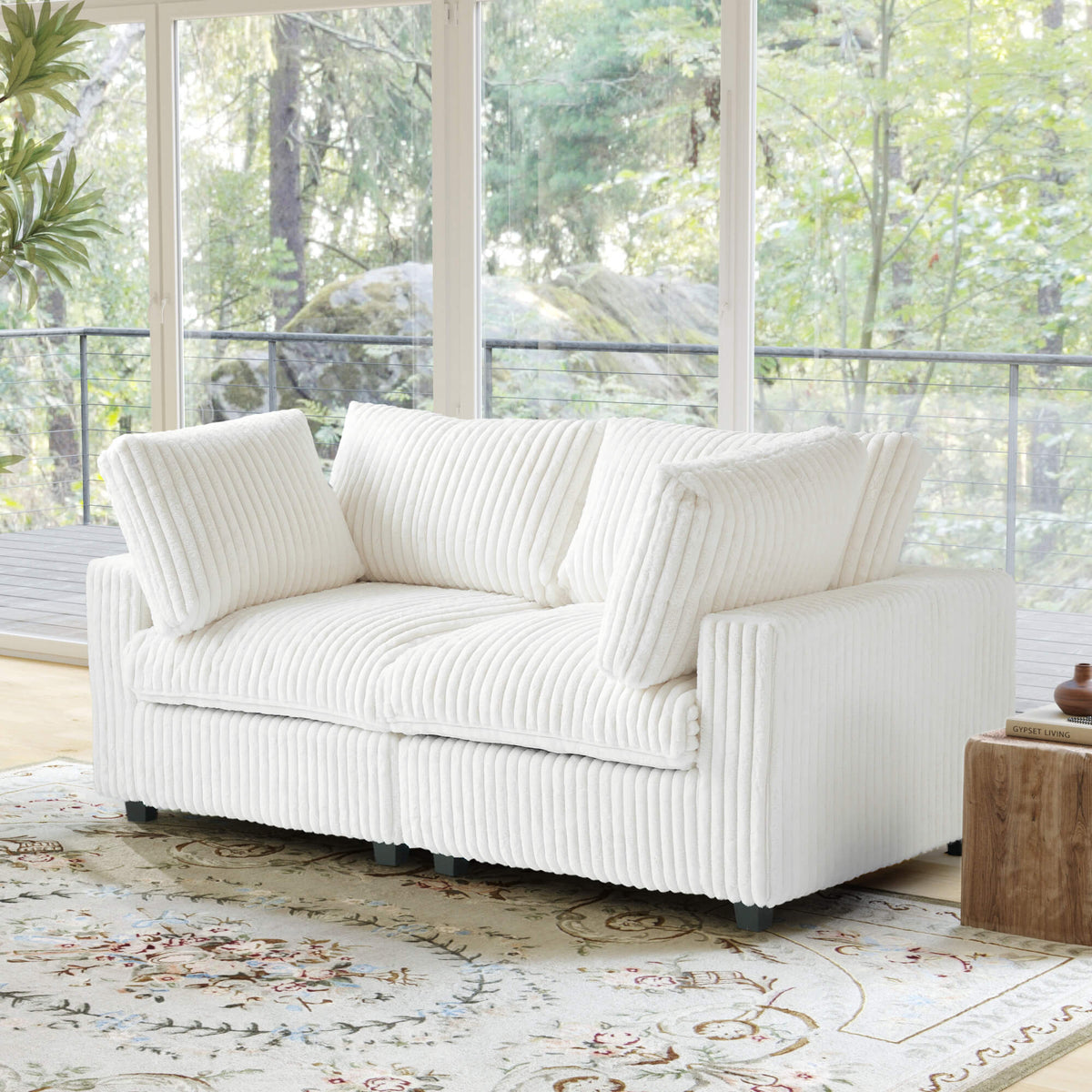 Toby Cloudrest Beige Plush 2-Seater Loveseat - ATUNUSHOME gallery 3