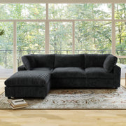 Toby Cloudrest Black Plush 3-Seater L-Shaped Sectional Sofa - ATUNUSHOME main image