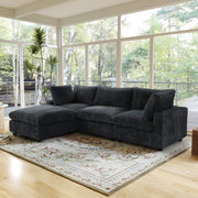 Toby Cloudrest Black Plush 3-Seater L-Shaped Sectional Sofa - ATUNUSHOME gallery 2