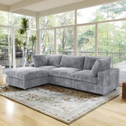 Toby Cloudrest Light Grey Plush 3-Seater L-Shaped Sectional Sofa - ATUNUSHOME gallery 3