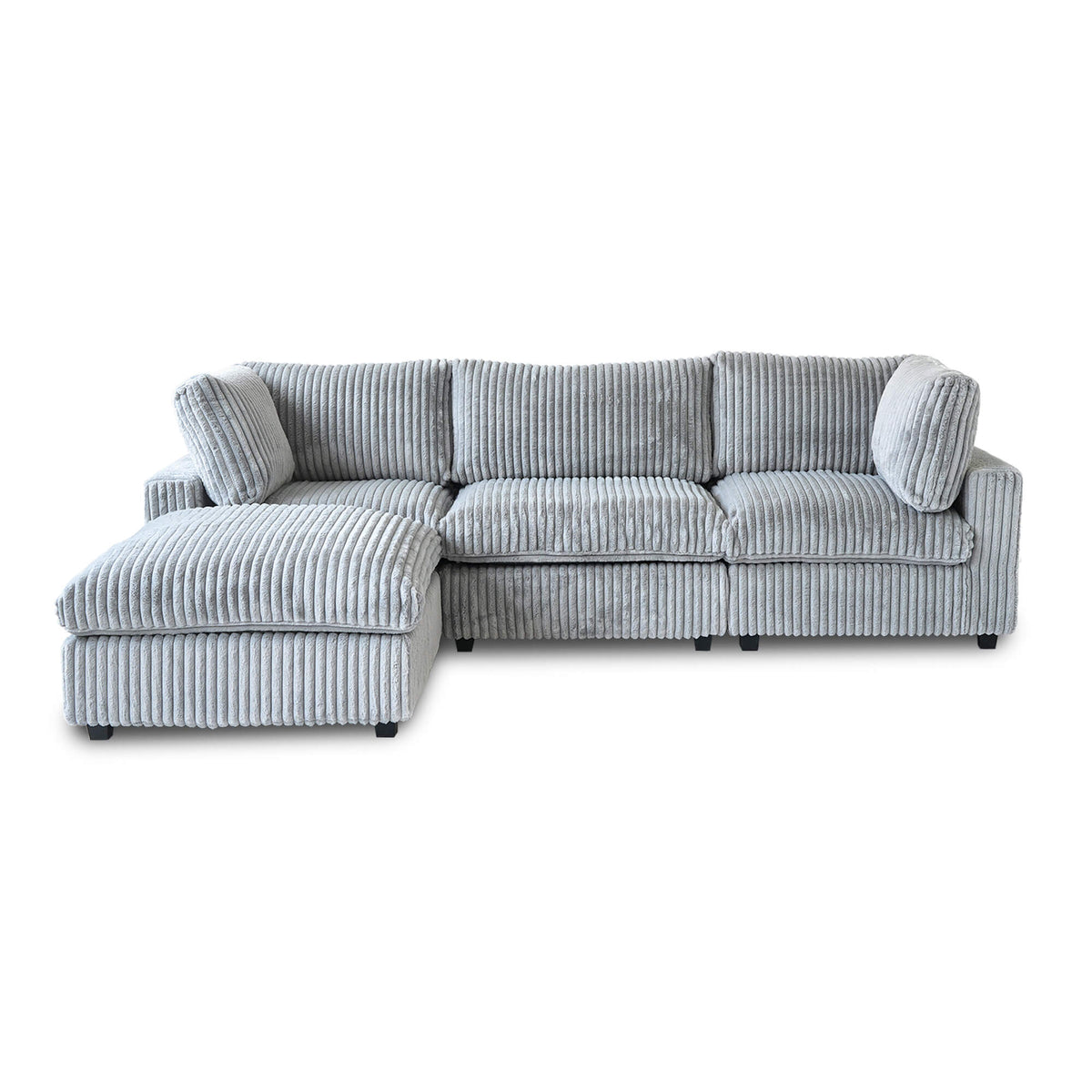 Toby Cloudrest Light Grey Plush 3-Seater L-Shaped Sectional Sofa - ATUNUSHOME gallery 4