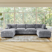 Toby Cloudrest Light Grey Plush 4-Seater U-Shaped Sectional Sofa - ATUNUSHOME main image