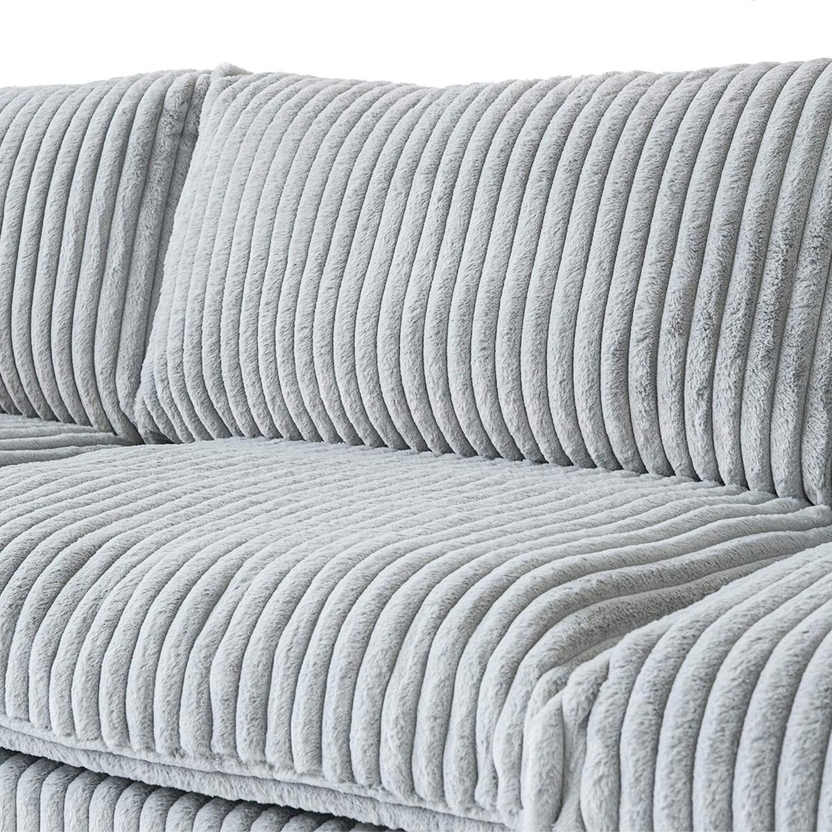 Toby Cloudrest Light Grey Plush 4-Seater U-Shaped Sectional Sofa - ATUNUSHOME gallery 4