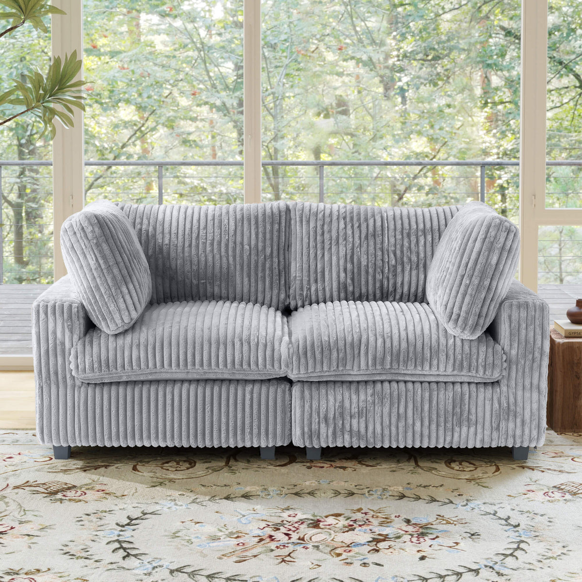 Toby Cloudrest Light Grey Plush 2-Seater Loveseat - ATUNUSHOME gallery 2