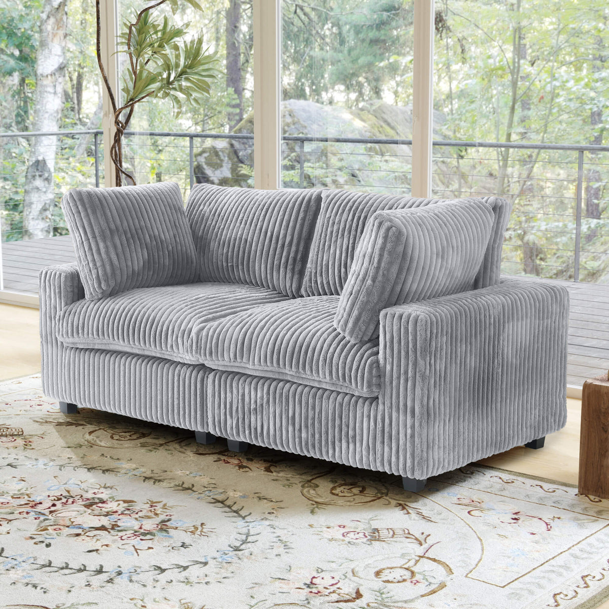 Toby Cloudrest Light Grey Plush 2-Seater Loveseat - ATUNUSHOME gallery 3