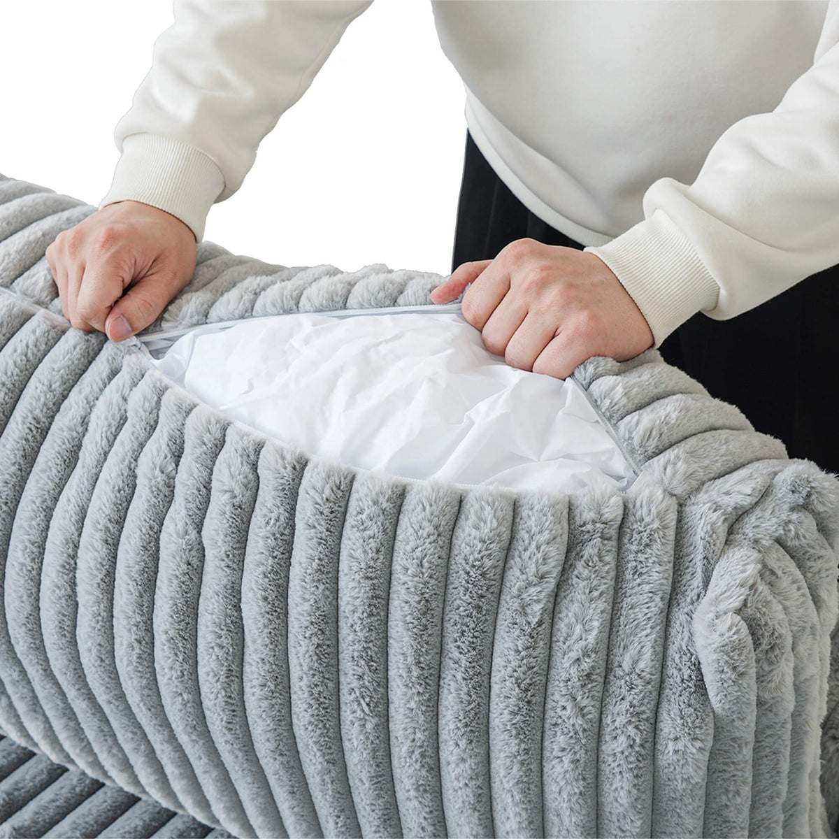 Toby Cloudrest Light Grey Plush 2-Seater Loveseat - ATUNUSHOME gallery 4