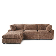 Toby Cloudrest Brown Plush 3-Seater L-Shaped Sectional Sofa - ATUNUSHOME gallery 2