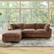 Toby Cloudrest Brown Plush 3-Seater L-Shaped Sectional Sofa - ATUNUSHOME gallery 3