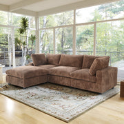 Toby Cloudrest Brown Plush 3-Seater L-Shaped Sectional Sofa - ATUNUSHOME gallery 4
