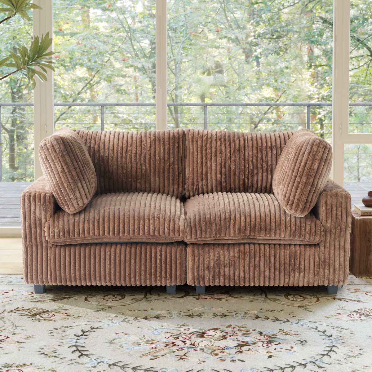 Toby Cloudrest Brown Plush 2-Seater Loveseat - ATUNUSHOME gallery 3