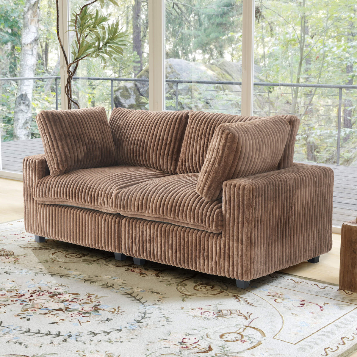 Toby Cloudrest Brown Plush 2-Seater Loveseat - ATUNUSHOME gallery 4