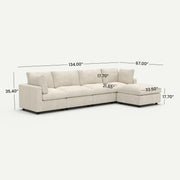 Milo Lounge Cloud Beige 4-Seater L-Shaped Sectional Sofa - dimensions