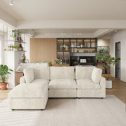 Milo Lounge Cloud Beige 3-Seater L-Shaped Sectional Sofa - ATUNUSHOME main image
