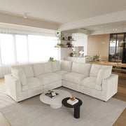 Milo Lounge Cloud Beige 5-Seater V-Shaped Sectional Sofa - ATUNUSHOME main image