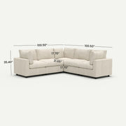 Milo Lounge Cloud Beige 5-Seater V-Shaped Sectional Sofa - dimensions