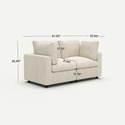 Milo Lounge Cloud Beige 2-Seater Loveseat Sofa - dimensions