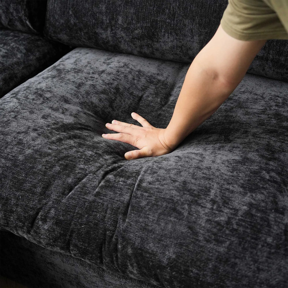 Milo Lounge Cloud Black 4-Seater L-Shaped Sectional Sofa - ATUNUSHOME gallery 2