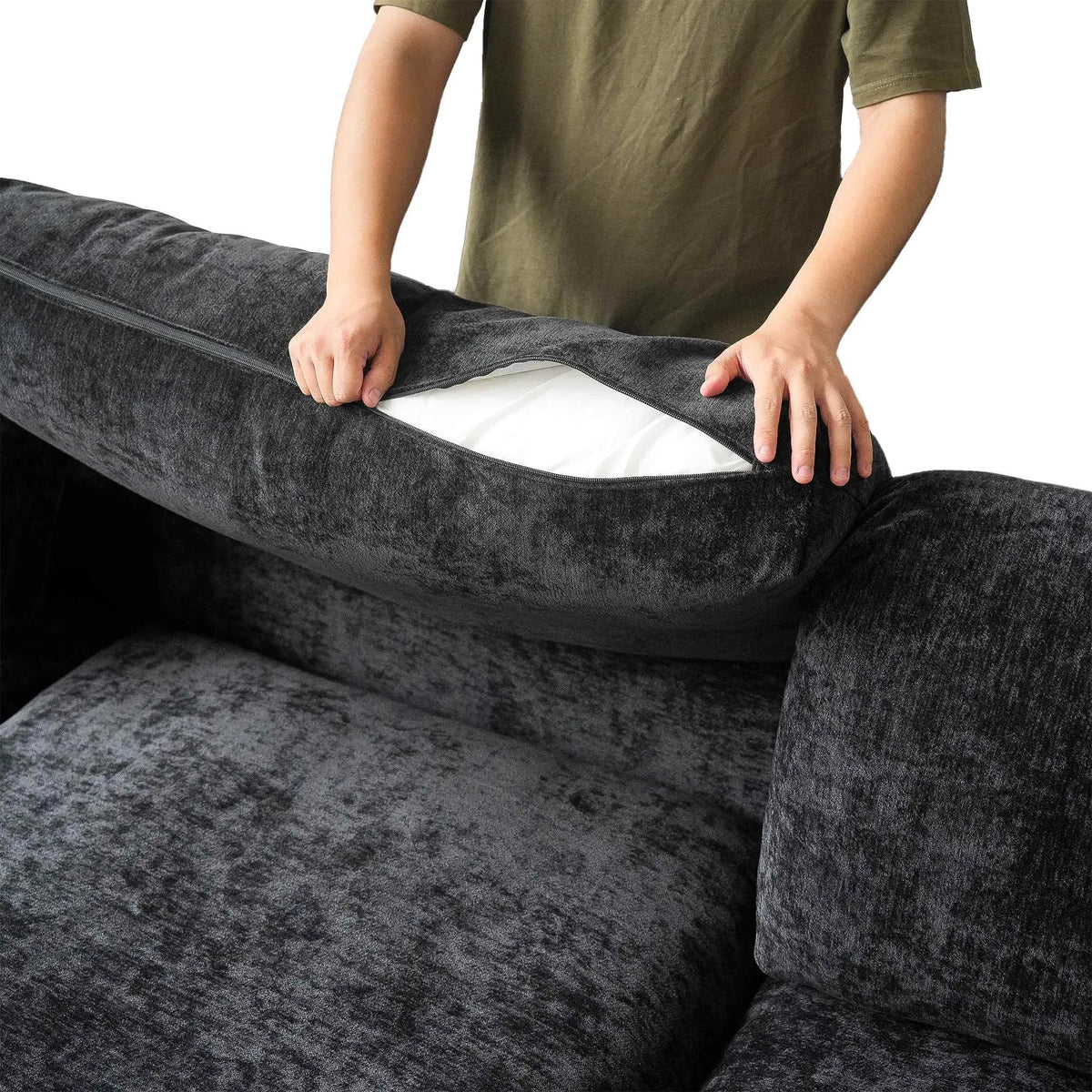 Milo Lounge Cloud Black 3-Seater L-Shaped Sectional Sofa - ATUNUSHOME gallery 4