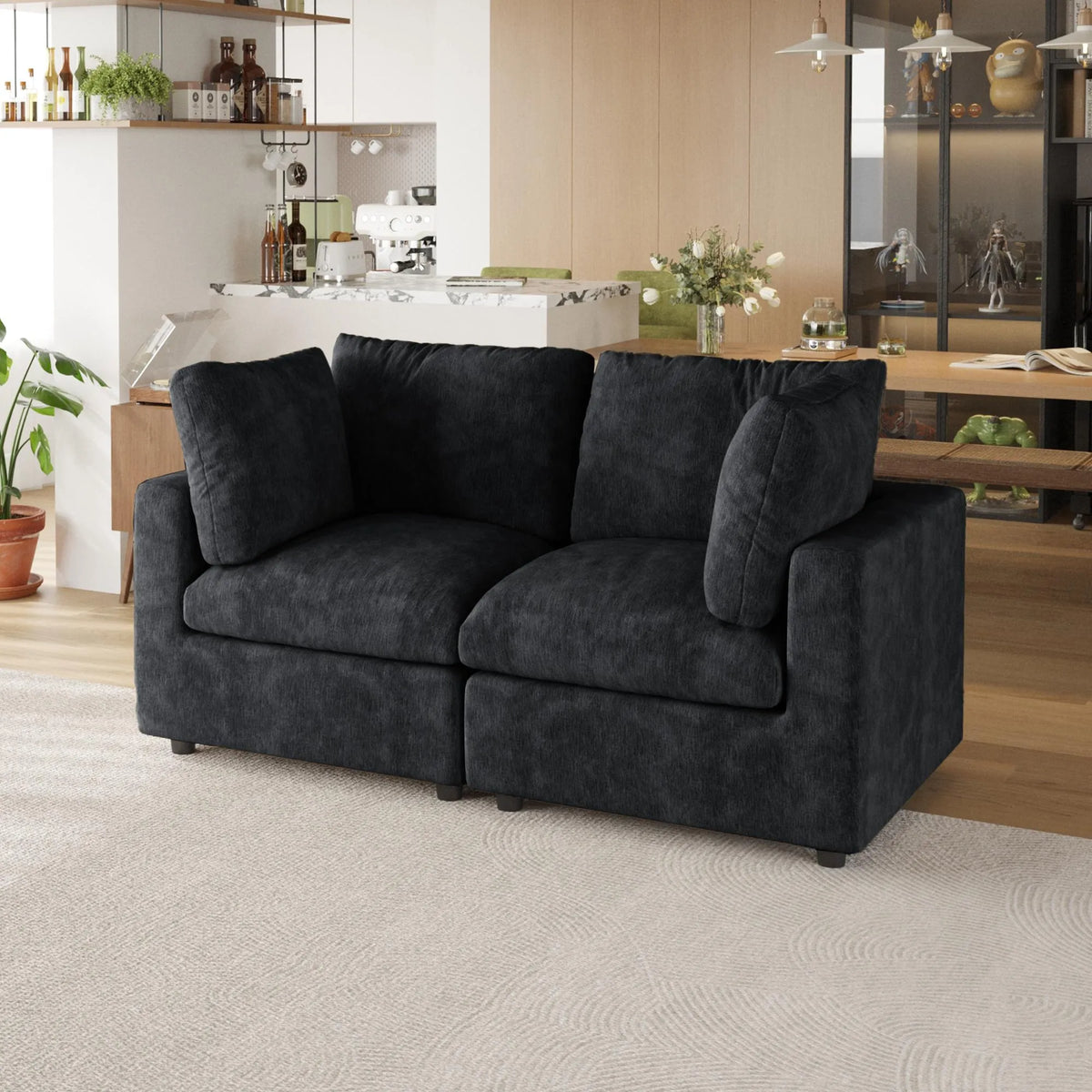 Milo Lounge Cloud Black 2-Seater Loveseat Sofa - ATUNUSHOME main image