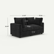 Milo Lounge Cloud Black 2-Seater Loveseat Sofa - dimensions
