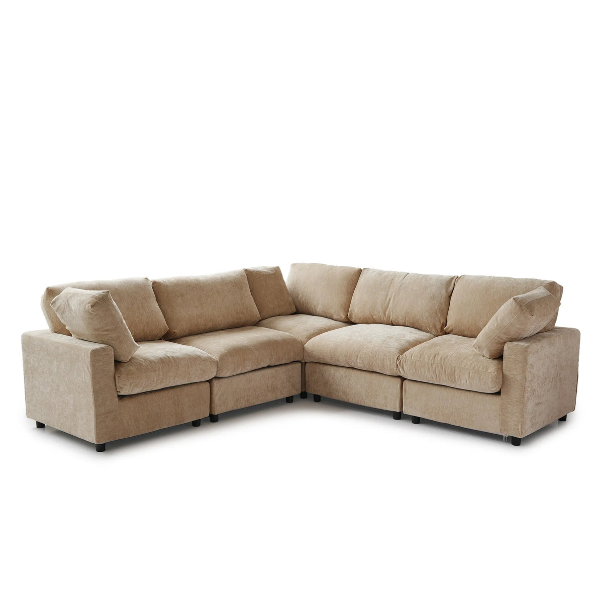 Milo Lounge Cloud Khaki 5-Seater V-Shaped Sectional Sofa - ATUNUSHOME gallery 2