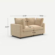 Milo Lounge Cloud Khaki 2-Seater Loveseat Sofa - dimensions