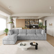 Milo Lounge Cloud Light Grey 4-Seater L-Shaped Sectional Sofa - ATUNUSHOME main image
