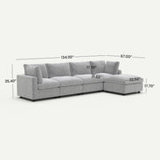 Milo Lounge Cloud Light Grey 4-Seater L-Shaped Sectional Sofa - dimensions