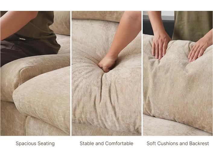 Soft Sheen, Natural Breathability for Milo Lounge Cloud Light Grey 5-Seater V-Shaped Sectional Sofa