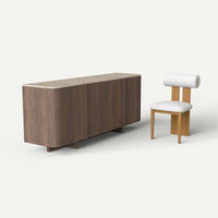 ATUNUS-MINI-CONFIG | default | Varo Dining Chair + Marlow Sideboard Set — angle 45