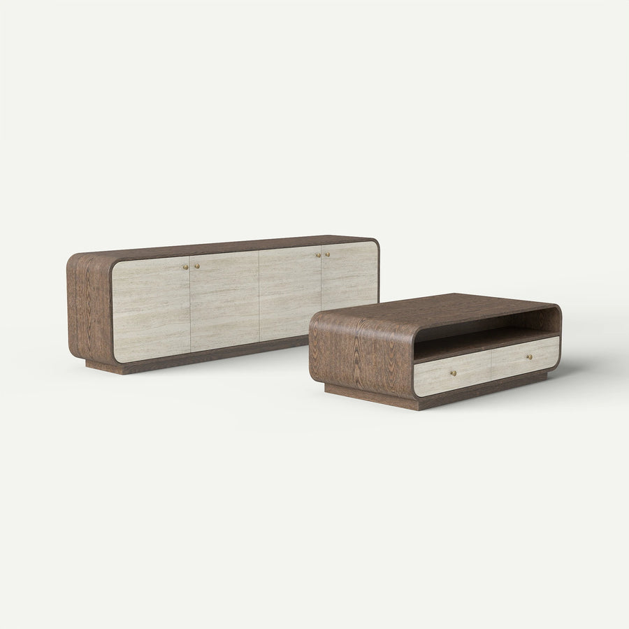 Marella Matching TV Stand and Coffee Table Set — combination angle 45
