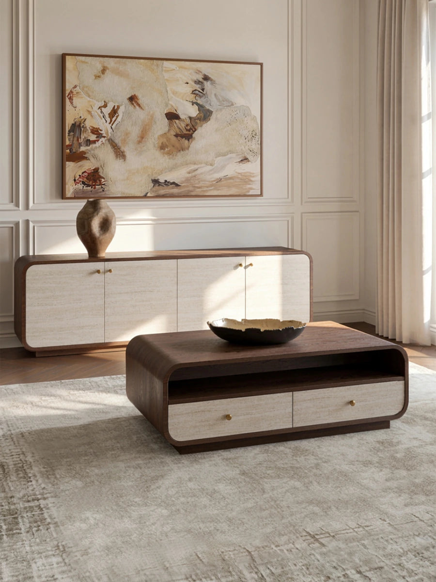 Mocha Gardenia Matching TV Stand and Coffee Table Set