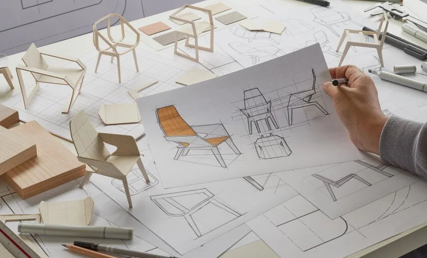 Furniture sketches and project plans for a custom design