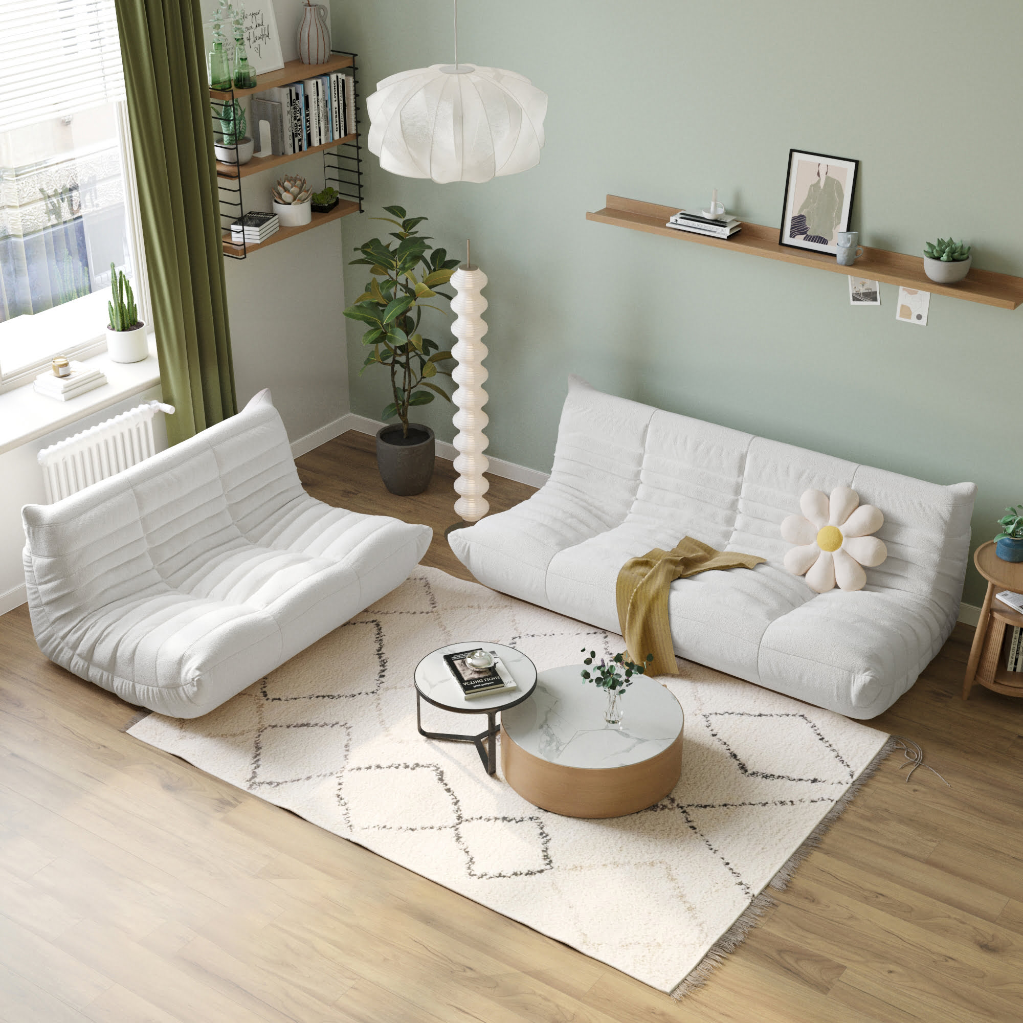 Caterpillar | Floor Lazy Sofa-2 and 3 Seater Sofa Set