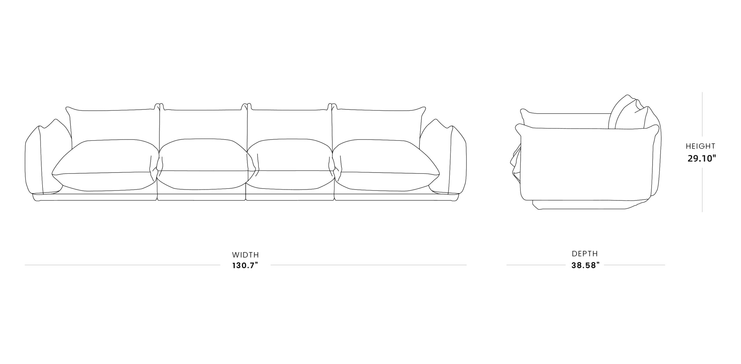 119 Sereno floor sofa 4-seater size