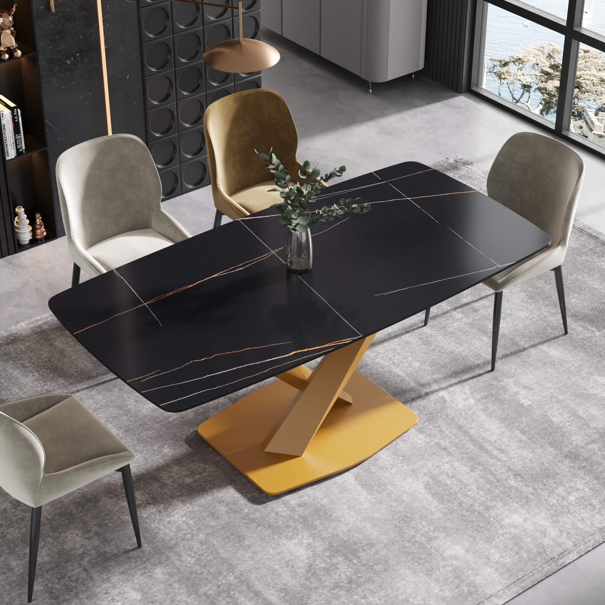 Lavina Curved Rectangular Dining Table