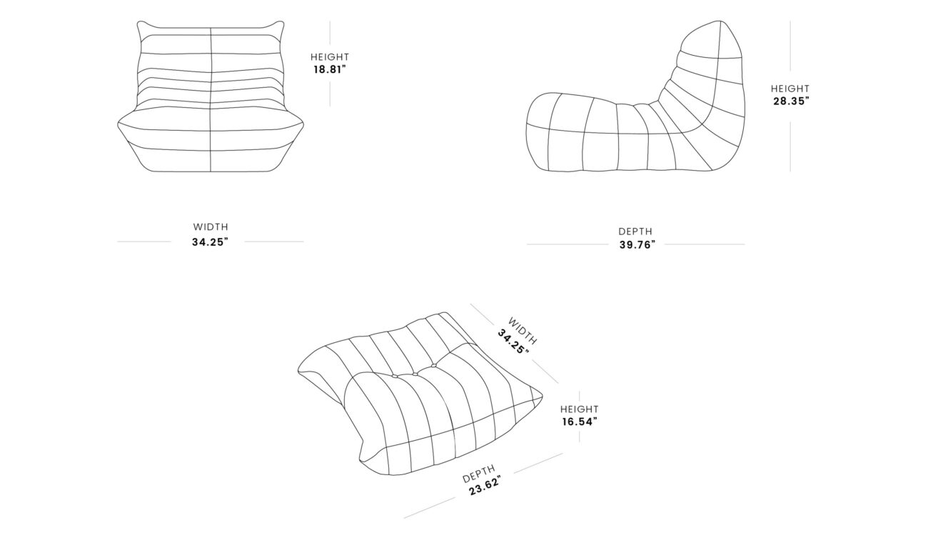 117 caterpillar sofa single seat with 1 ottoman size