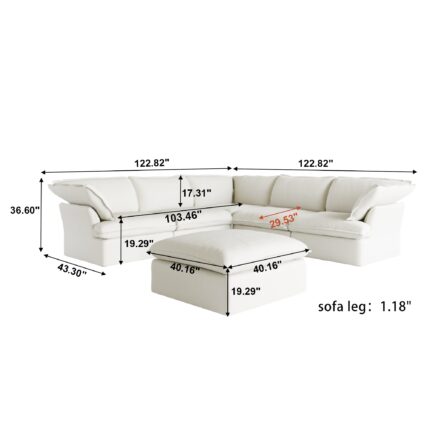 120 V-shaped sofa size