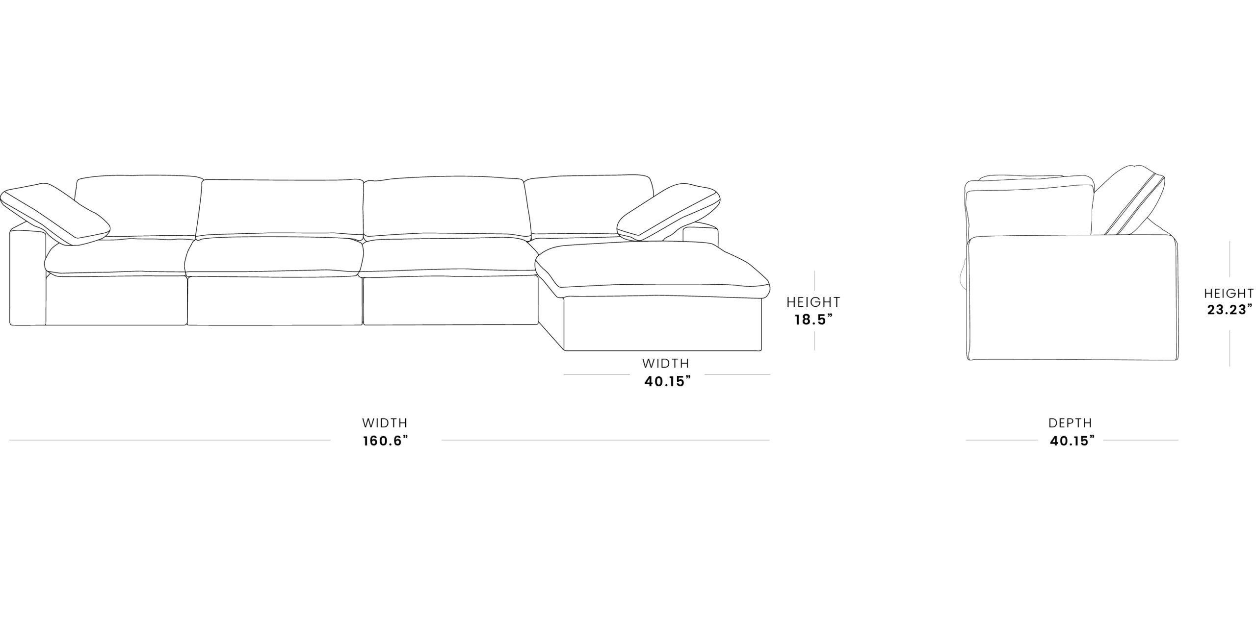 121-4-seater L-shaped size