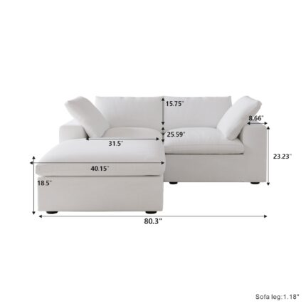 121 loveseat with ottoman size