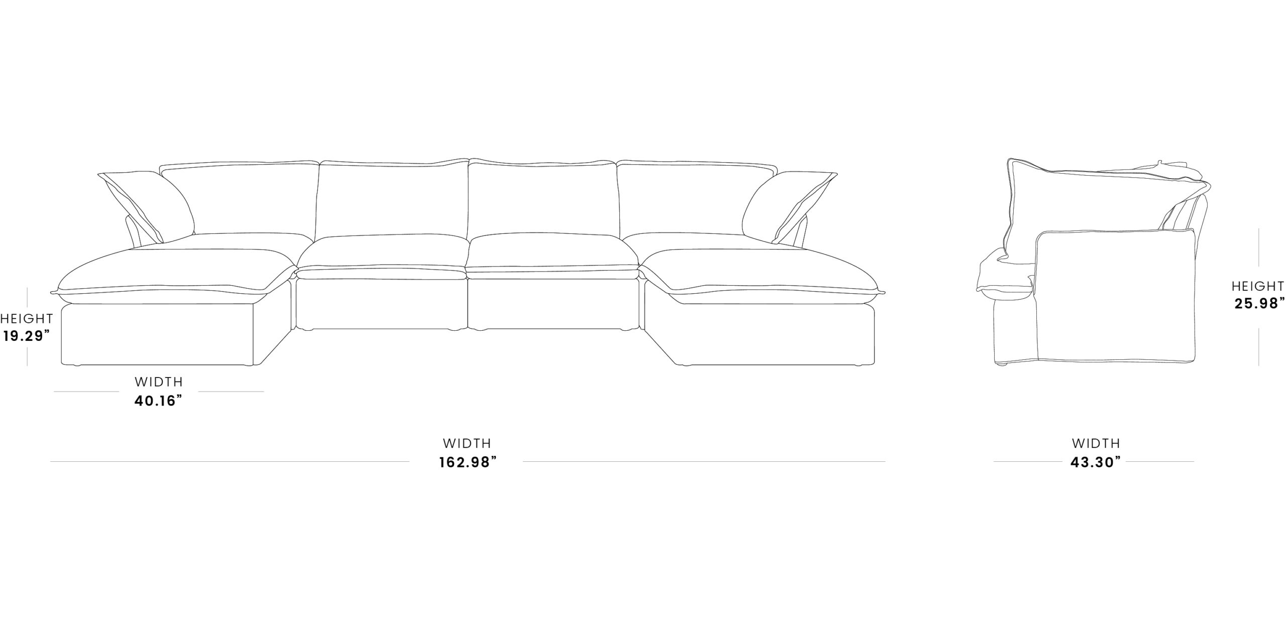 120 4-seater U-shaped size