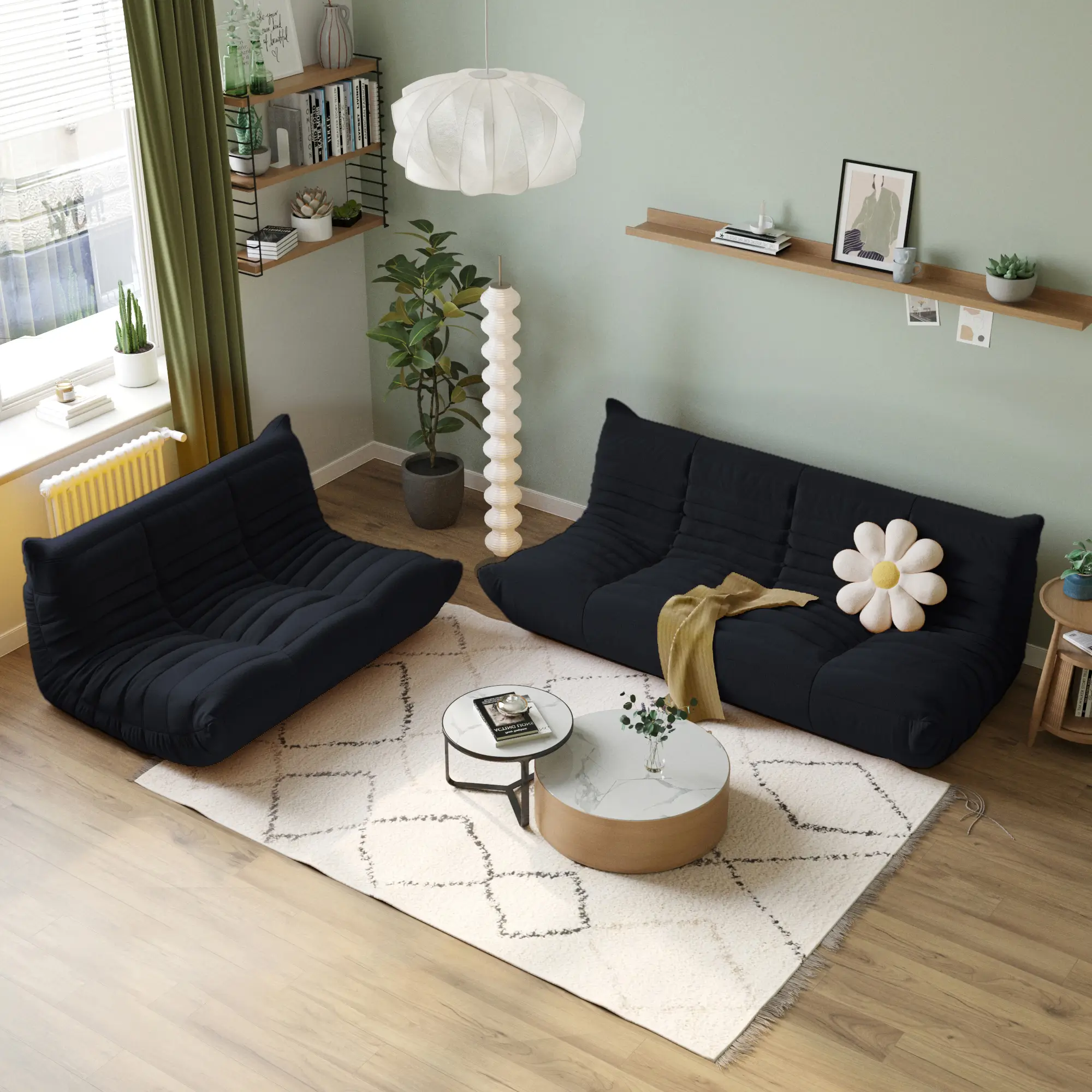Comfortable Modular 72-Inch Teddy Velvet U Sectionals 5-Seaters
