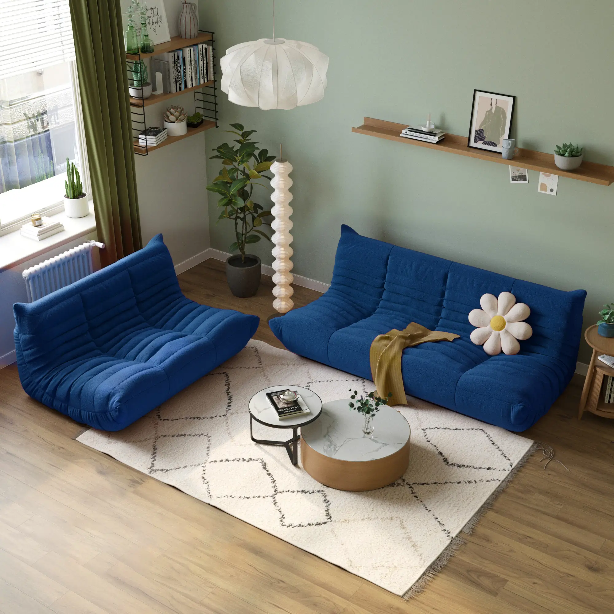 Comfortable Modular 72-Inch Teddy Velvet U Sectionals 5-Seaters