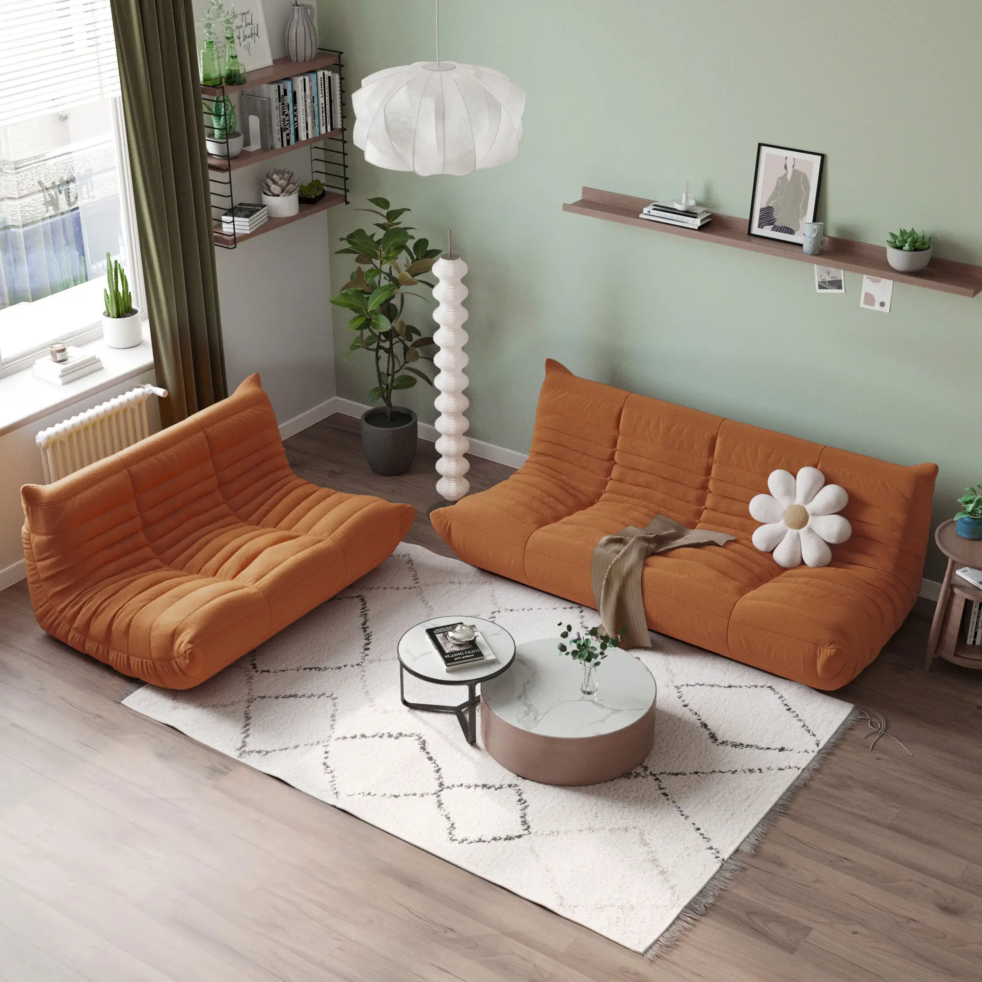 Comfortable Modular 72-Inch Teddy Velvet U Sectionals 5-Seaters