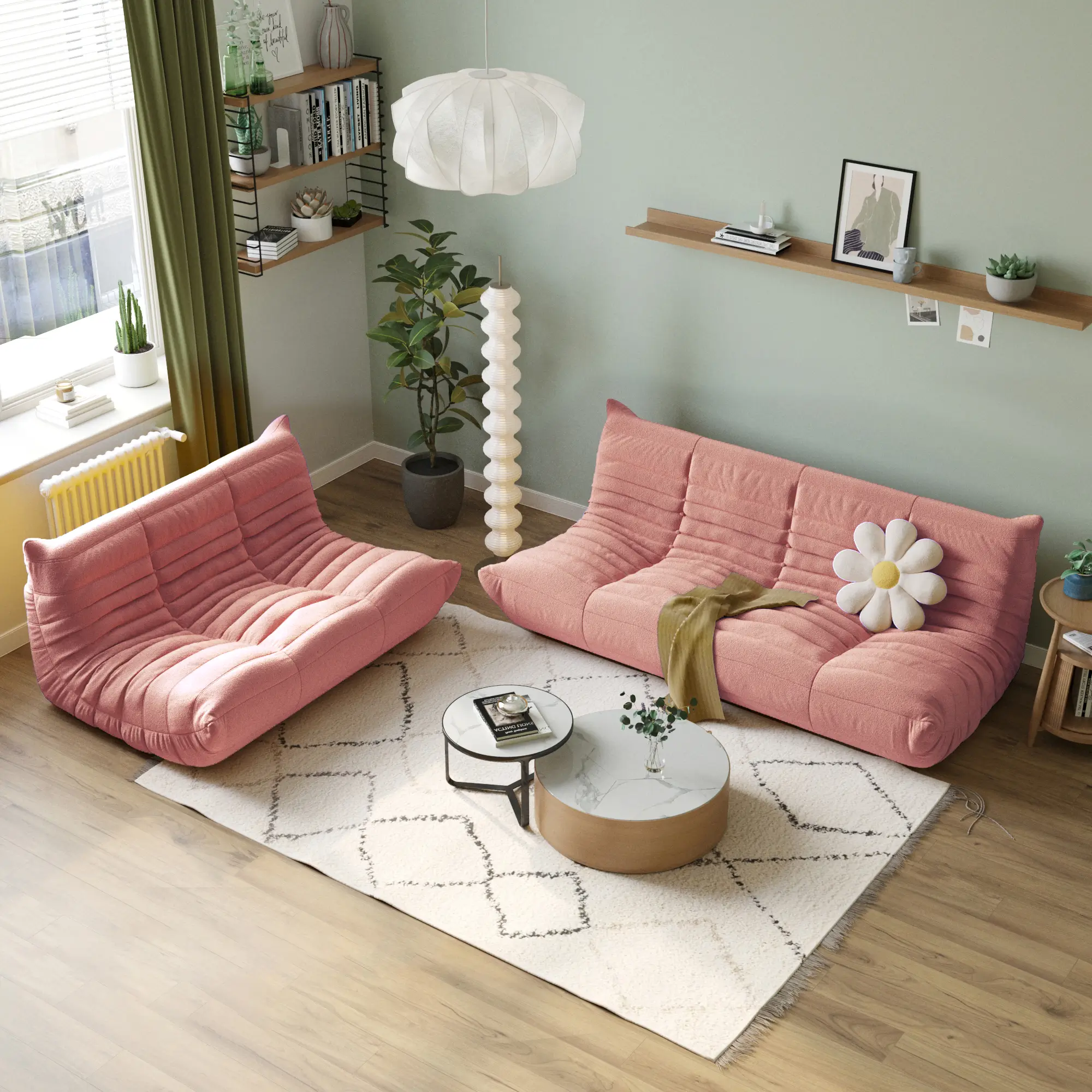 Comfortable Modular 72-Inch Teddy Velvet U Sectionals 5-Seaters