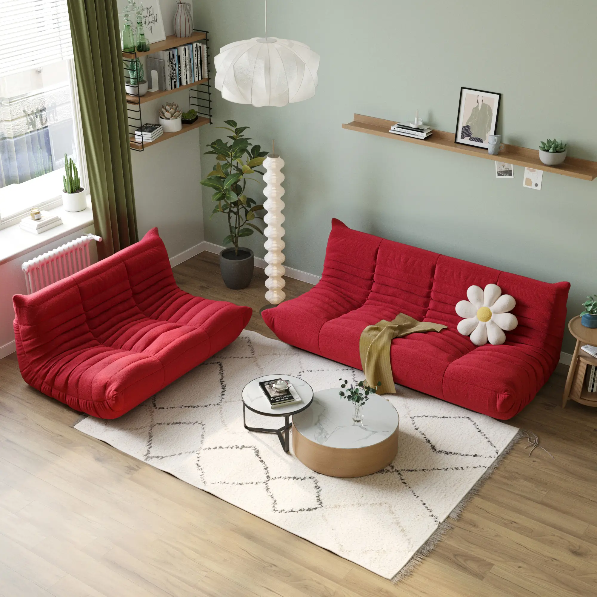 Comfortable Modular 72-Inch Teddy Velvet U Sectionals 5-Seaters