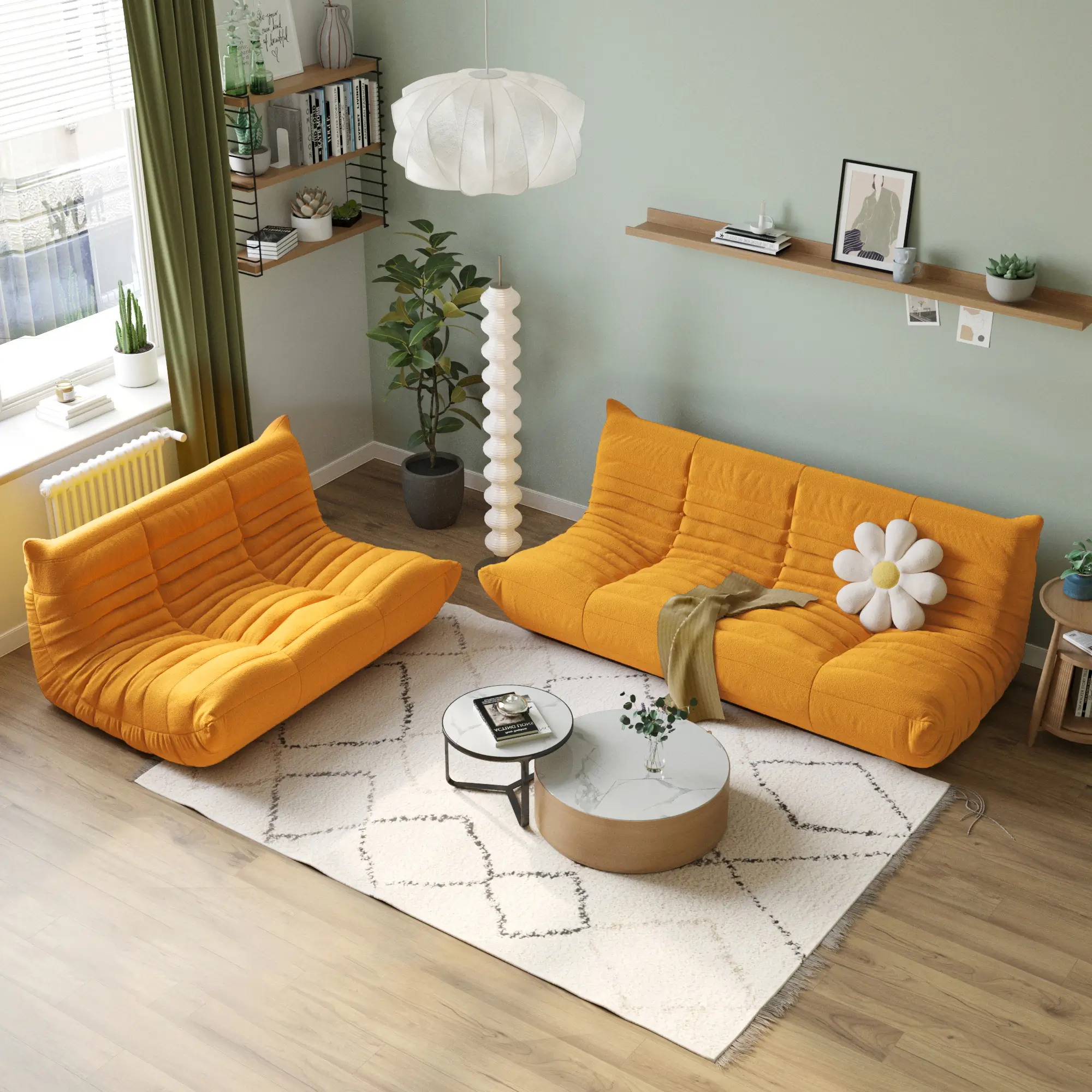 Comfortable Modular 72-Inch Teddy Velvet U Sectionals 5-Seaters