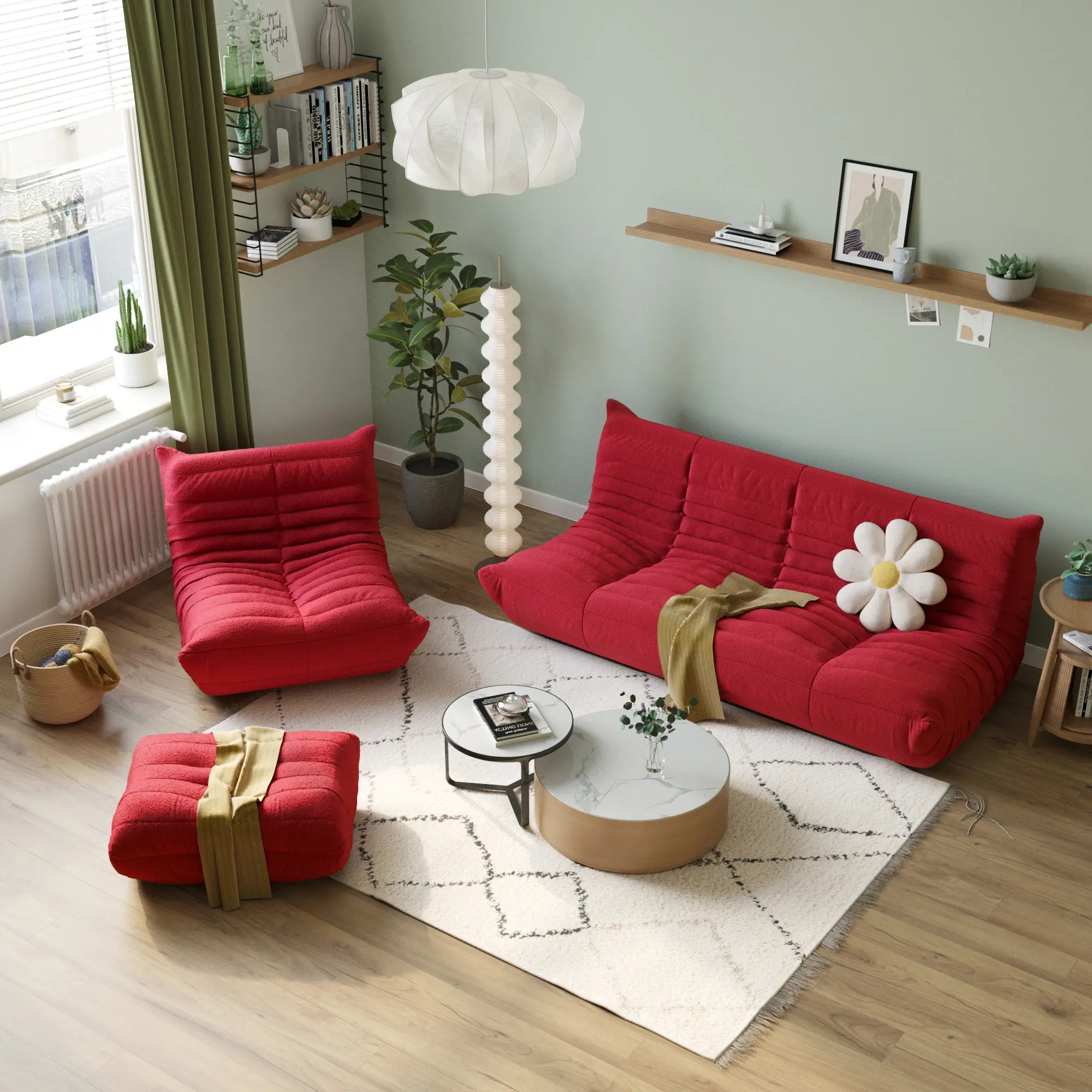 Cozy 72-Inch Teddy Velvet Corner Sectionals 5-Seaters