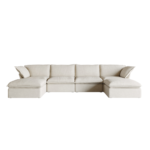 Sky Classic Linen Cloud Sofa | Modular Washable 162-Inch Linen U-Shaped Sectionals 6-Seaters