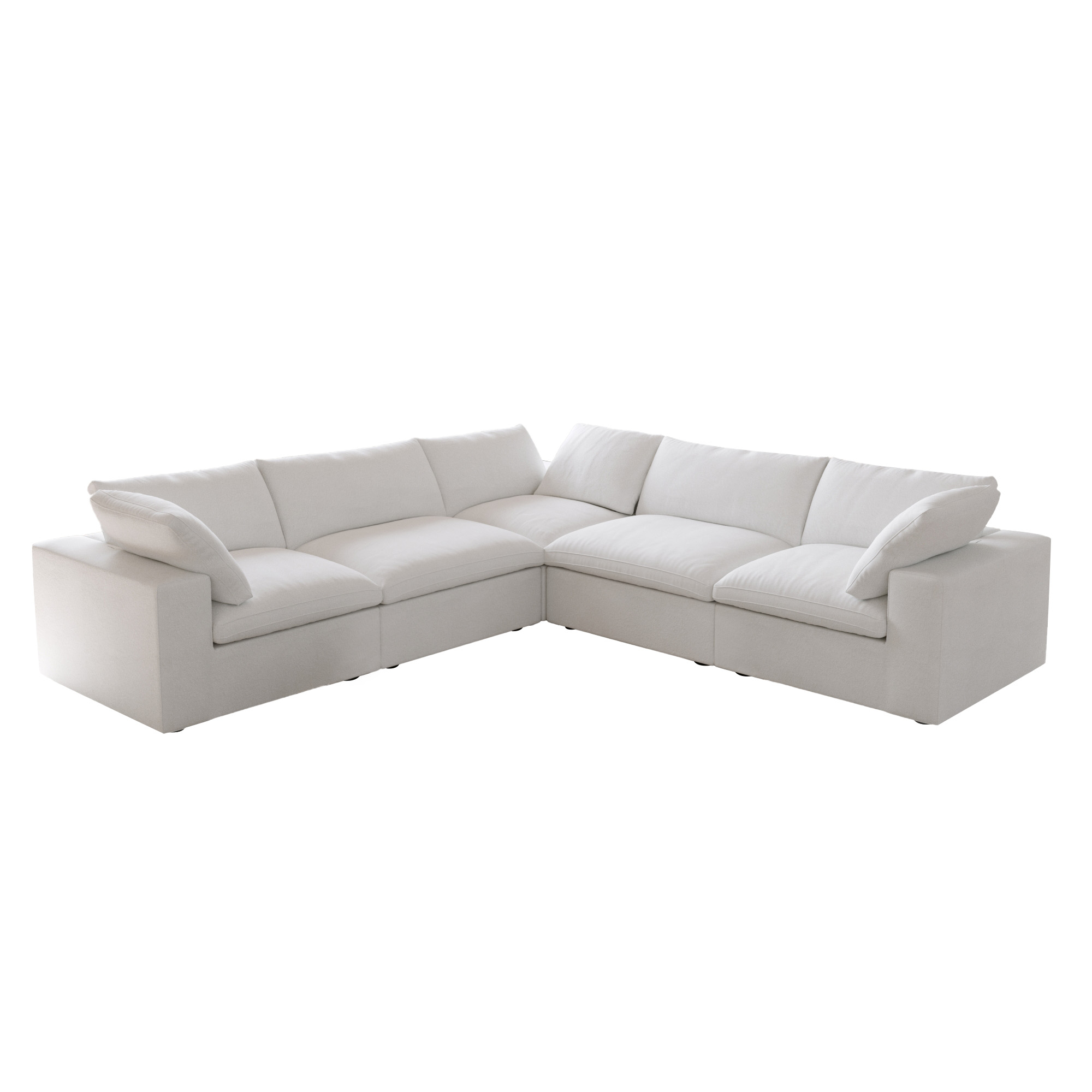 Sky Cloud | 120.45″ Sectional Sofa set 4 Seats with 1 Corner Removable Sofa Cover